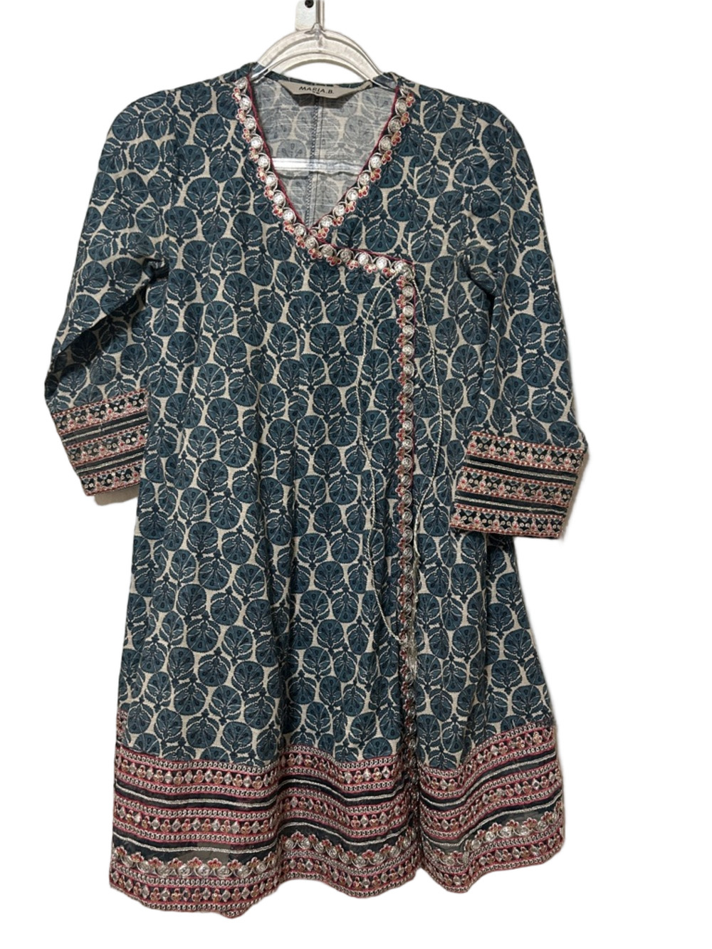 🎟️MARIA .B. Kids Printed Blue Floral Dress with Trim size 8-10 GUC